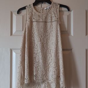 Rose & Olive Cream Lace Sleeveless Top
